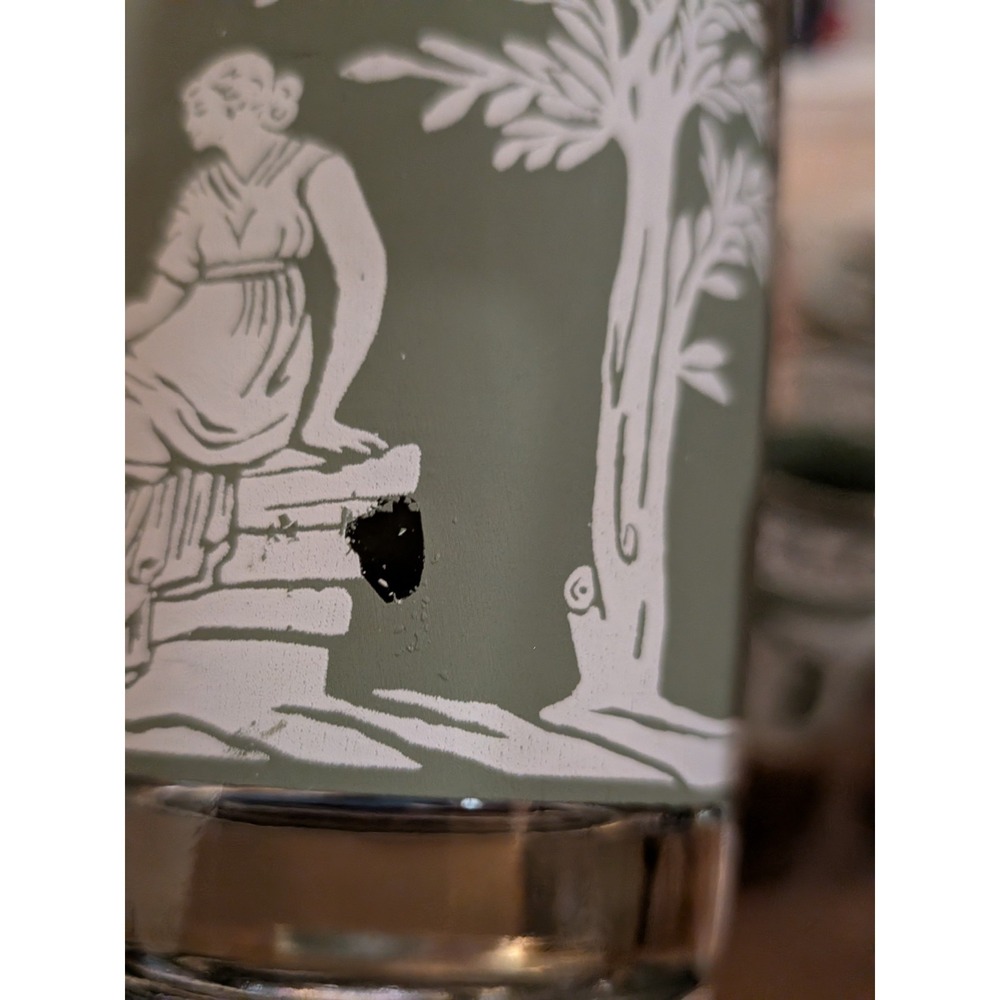 Lot Vintage Jeannette Hellenic Green Glasses Wedgwood Jasperware Style 6 sm 6 lg - Picture 12 of 13